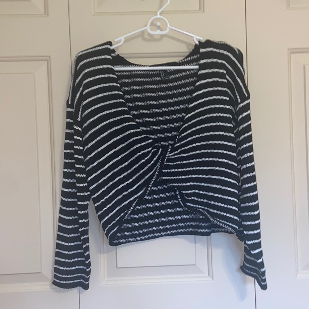 Forever 21 Striped Wrap Front Sweater